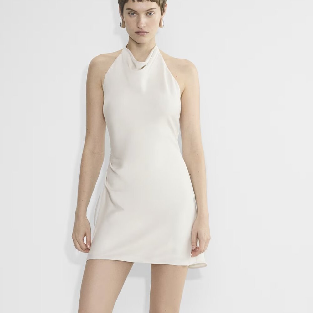 Aritzia Audience Satin Mini Dress Matte Pearl - WORN ONCE